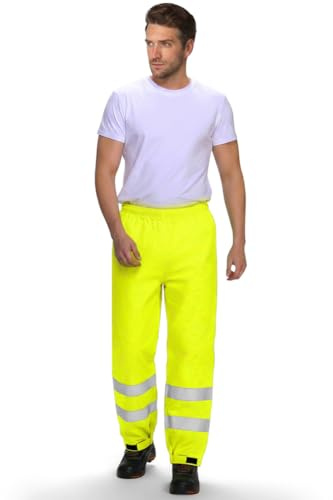 AUYAO Pantalón Alta Visibilidad, Lluvia Doble Capa | Pantalón de Lluvia, Hi-Vis Reflectante, Impermeable, Trabajo Exterior