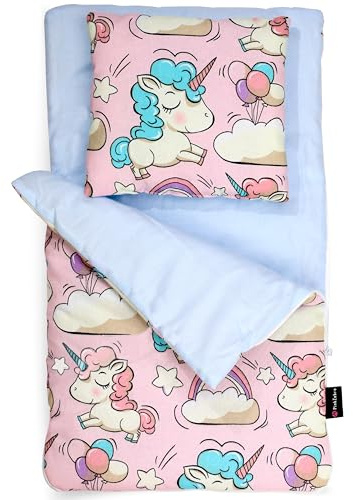 PinkZebra Saco de dormir para muñecas de doble cara, juego de 2 piezas para cama pequeña de muñecas, ropa de cama de algodón para muñecas, ropa de cama de muñecas con cojín para cama de muñecas