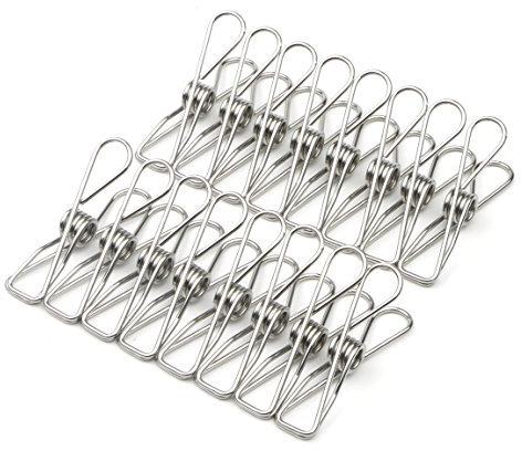 Pxyelec 50 Pack Stainless Steel Strong Rust Resistant Clothes Pegs for Outdoor, Home, Kitchen, Bathroom, Garden, Paper Files, Snacks Seal(Rustproof & Extra Grip)