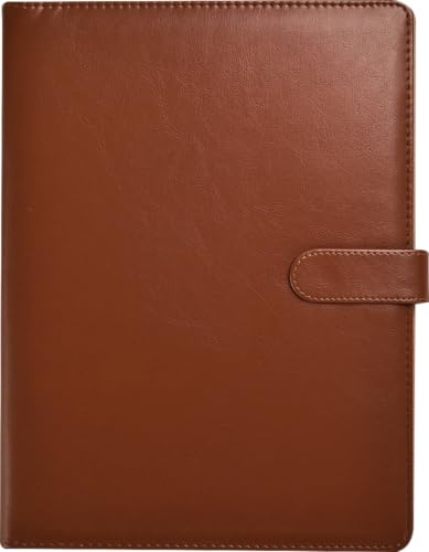 A4 Portfolio Case, Executive Business Document Organizer with Clipboard & Pad, Card Holder for School Office Conference (Brown)