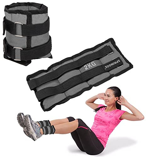 SPRINGOS Fußgelenkgewichte 2 x 2 kg Trainingsgewichte Gymnastik Fitness Gewichtsmanschetten Sportequipment Jogging Fitness