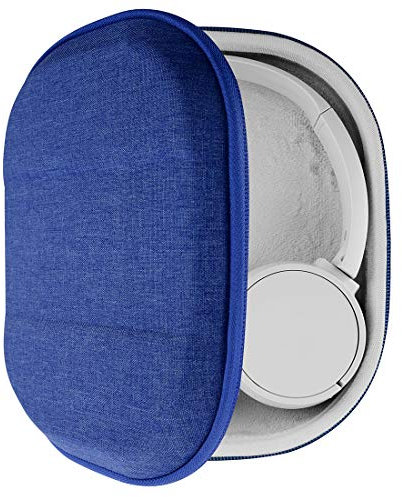 Geekria Shield Headphones Case Compatible with Sony WH-CH510, WH-CH520, MDR-ZX300, MDR-ZX310, MDR-XB200, Replacement Hard Shell Travel Carrying Bag with Cable Storage (Blue)