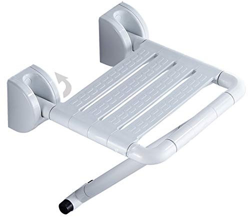 LTJJ Duschklappsitz Klappbarer für Wandmontage, Duschsitz | Duschstuhl zur Wandmontage für Fette Person/Ältere/Behinderte Menschen aus pflegeleichtemWhite