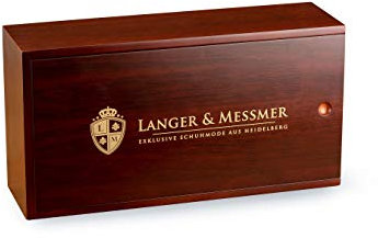Langer & Messmer Scatola per lustrascarpe di alta qualità senza contenuto o con set di cura in più parti - scatola per lustrascarpe in legno con creme per la cura della pelle modello Mannheim