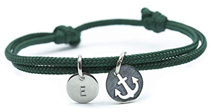 KLAPPERGLAS Segel Armband Anker Buchstabe Edelstahl verstellbar | Gravur