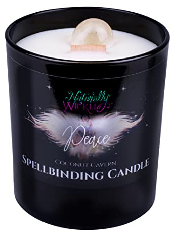 Naturally Wicked Spellbinding Friedenskerze | Friedenszauberkerze Mit Quarzkristall & Holzdocht | Handgefertigte Duftkerze Für Mehr Ruhe & Harmonie