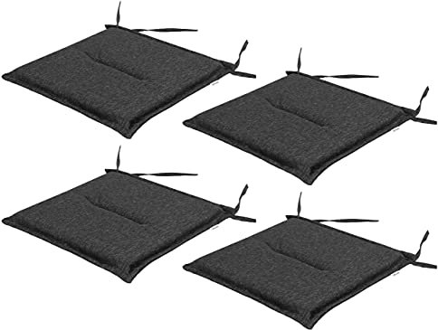 HOBBYGARDEN Stuhlkissen 4er Set – Sitzkissen Outdoor 46x45 cm, 4 cm dick | Outdoor Kissen Wetterfest für Garten, Balkon & Innenbereich – Schwarz