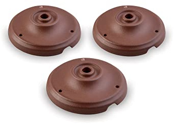 AMARCORDS - 3 Rosoni in porcellana per lampade a sospensione coprifili in ceramica retrò con viti di fissaggio colore CORTEN