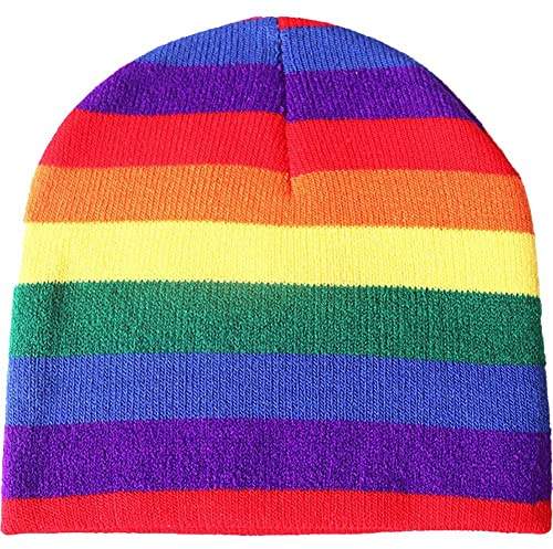 Stakee Regenbogenstreifen Strickhut Winter Warme Beanie Multi -farb -mütze Hut Weich Warme Kappe Strick -sporthut Unisex Hut