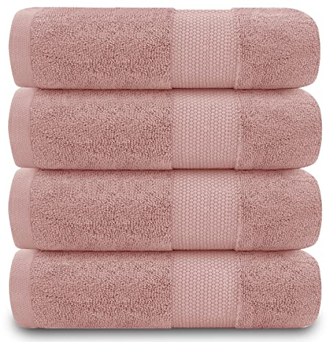 GC GAVENO CAVAILIA Juego de 4 Toallas de Mano para baño, 700 g/m², algodón Egipcio, Toallas de Calidad de Hotel, Lavables a máquina, Rosa Rubor, 50 x 85 cm