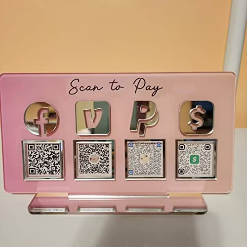 Pahdecor Personalisierbares 3D-QR-Code-Schild für Unternehmen, Social Media, personalisiertes Venmo-Instagram-Plakette, Scan to Pay Let's Get Social Signs, Firmenwebsite-Code, Beauty-Friseure, Acryl