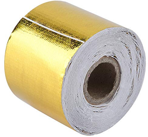 Aluminium Foil Tape, Golden Adhesive Tape, Heat Reflective Tape, Adhesive Heat Shield Tape, Heat Resistant Exhaust Tape for Car Intake Pipe and Engine Bay