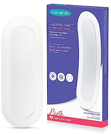 Lansinoh Kaiserschnitt Hydrogel Pads - schützen, beruhigen & kühlen die Kaiserschnittnarbe – Narbenpflaster zur Kaiserschnitt Narbenpflege - 2 Stück