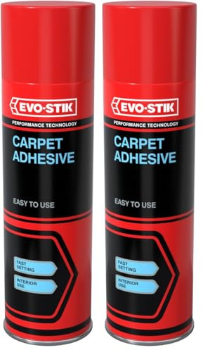 EVO-STIK Carpet Adhesive, Easy to Use, Rapid Drying, Adjustable Nozzle, For Fixing Loose Carpet Tiles,500ml (Pack of 2)