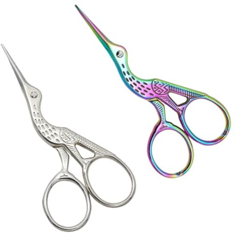 Tadipri Stickschere, 2er Pack, Storch Nähschere, Edelstahl, Vintage Stil, Geeignet für Stickerei, Handarbeiten, Nähen, Basteln und täglichen Gebrauch (9.5 cm))