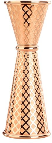 Barfly 1 x 2 oz. Diamond Lattice Etch Japanese Style Jigger, Copper Plated