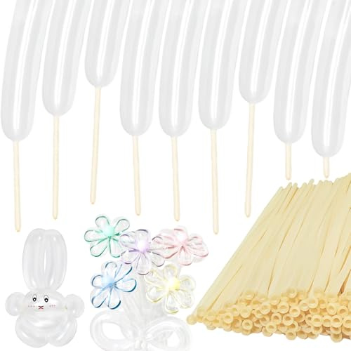 HYKJNBW 100Pcs Clear 260 Balloons, Long Balloon for Tying Balloon Arch, Long Skinny Clear Balloons for Twisting Ballons Animal balloons Birthday Party Wedding Festival Decorations