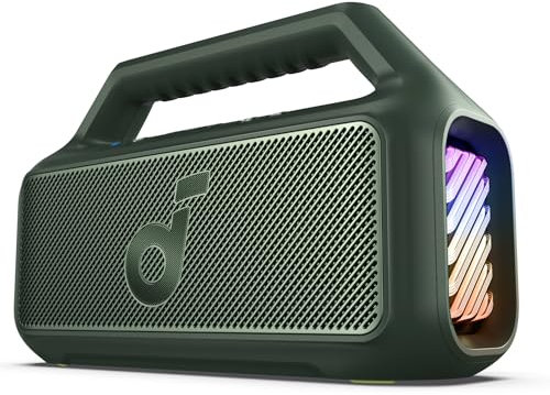 soundcore Anker Boom 2 Bluetooth Speaker, Outdoor Speaker with 80W, Subwoofer, BassUp 2.0, 24H Playtime, IPX7 Waterproof, Floatable, RGB Lights, Custom EQ, USB-C, Portable for Camping, Beach, Garden