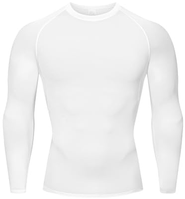 HYCOPROT kompressions-skjortor för män, sportig, långärmad baslager, träning, rashguard-skjorta