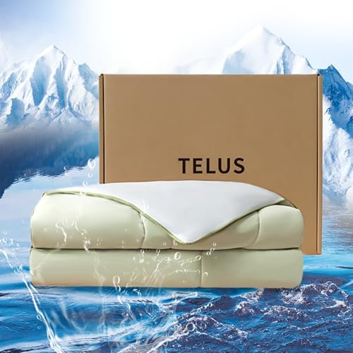 TELUS Kühldecke Twin/Twin XL, doppelseitige Kühldecke mit Q-Max > 0,5 Arc-Chill Kühlfaser, leichte Sommer-Steppdecke für heiße Schläfer, Nachtschweiß, 172,7 x 228,6 cm, Grün