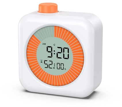 ORIA Visual Timer - 3-in-1 Clock With Large LCD Display, 12/24H, 60-Minute Pomodoro Timer for Kids, Countdown for School, Kitchen, Cooking, Children