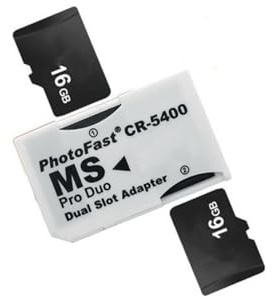 ZEZEFUFU Micro SD/TF to Memory Stick MS Pro Duo Short Rod Adapter Dual Slot Card Converter for PSP