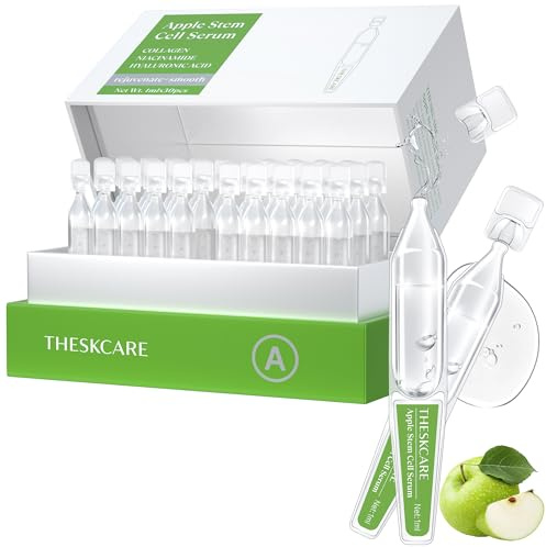 THESKCARE Anti Aging Apple Stem Cell Serum Ampoule for Face with Collagen,Hyaluronic Acid & Niacinamide,Rejuvenating Facial Serum for Fine Lines & Wrinkles,Plumping& Hydrating,30 Ampoules