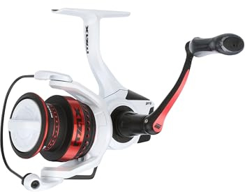 Abu Garcia Max Pro spinnrulle, sötvattensportare fiskerulle gädda abborre och zander, aluminiumspole, robust tvåhänt 2000-4000 rullstorlek, vit och röd
