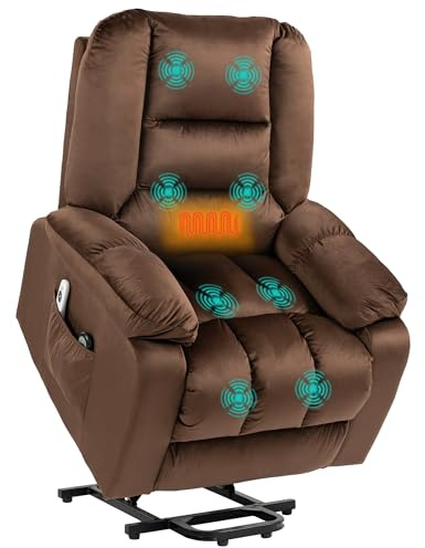 HOMCOM Velvet Recliner Relaxsessel, Massage- und Heizsessel mit 8 Massagepunkten und 4 Modi, braun