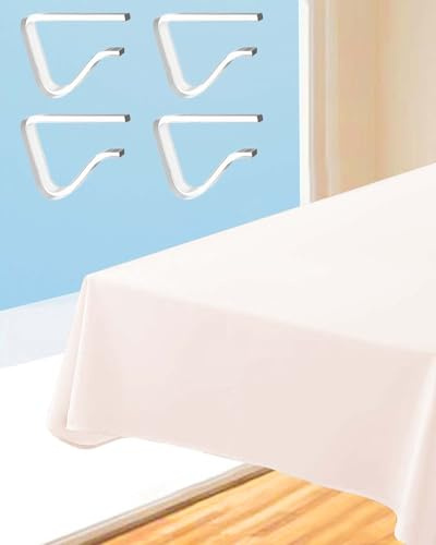 HW CASA Tovaglia Antimacchia 140X180CM ,Omaggio 4 Ferma Tovaglia da Tavola,Tovaglia Beige ×8 Posti,Tovaglia Antimacchia Rettangolare per Cucina,Soggiorno ed Esterni,Tovaglia in Poliestere Lavabile
