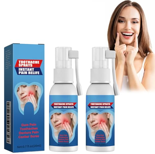 Tkekruh 2PC Zahnschmerzen Sprays 20ml, Whiten and Brighten | Toothache Spray, Tragbares Zahnschmerzen-Gummischmerz-Spray, lindern schmerzhaftes Zahnfleisch Schwellung Karies