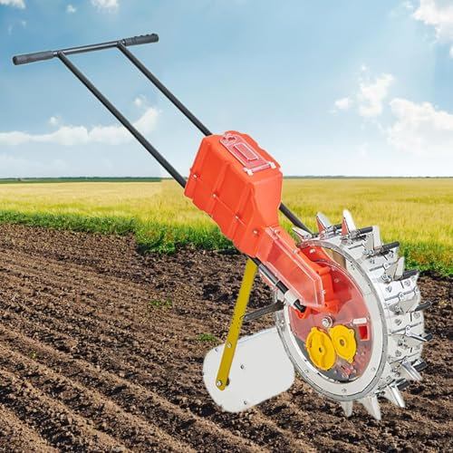 Manual Seeder Hand-Push Garden Seeder Roller Seeding and Fertilizer Applicator, Row Planter Corn Planter Seeder for Soy Peanut Corn Cotton Soybean(16 Nozzles)