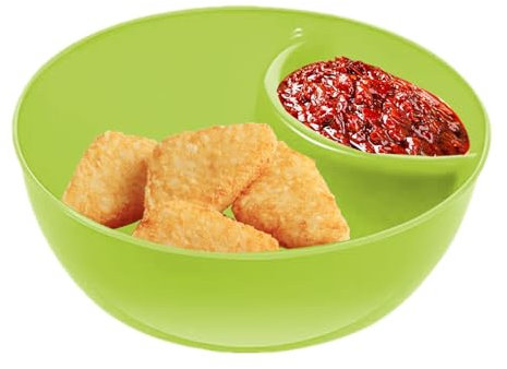 Bols à snack et à sauce – Assiettes empilables avec zone à sauce, bol de support pour chips de 15 x 5 cm | Assiettes empilables avec zone de sauce, bols à collation, bols à craquelins, 2 plaques