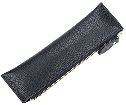 Lurrose Leder Stiftetasche Schwarz Einfache Stiftetasche Aus Leder Stifteschutztasche Für Schule Und Büro Für Studenten Und Angestellte