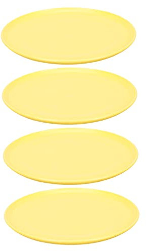 ORFOFE Soucoupes de Pots de Fleurs Rondes, Lot de 4, Plastique Jaune