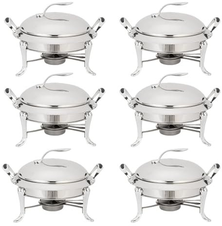 Stainless Steel Chafing Dish Set with Pans, Lid, and Fuel Holders - Round Buffet Server for Catering, Party, Wedding, and Dinner Food Warmer