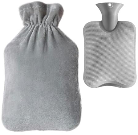 Mlysnd Bouillotte, Bouillotte Regles Douloureuses, Bouillote Grande Capacité 2L, Matériau Doux Pour la Peau et Chaleur Durable Convenant Aux Enfants et Aux Adultes(Gris)