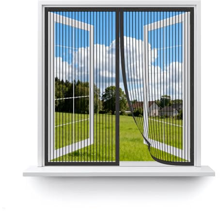 MAGICDOOR Magnet Fliegengitter Balkontür 130x160cm-Schwarz für Polyester | Magnetvorhang Fliegengitter Tür Atmungsaktiv Selbstschließend Insektenschutz Fenster Ohne Bohren für Terrasse Schlafzimmer