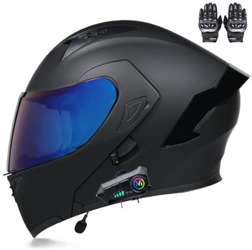 Beyswage Motorradhelm Klapphelme Integralhelm klappbar mit Bluetooth Doppelvisier, Herausnehmbares Futter, ECE-Zertifizierter Motorbike Helmets für Erwachsene Herren Damen M-XXL(55-62CM)