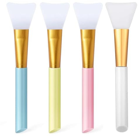 4 Pack Silicone Face Mask Makeup Brushes, Facial Mask Brush Skin Care Beauty Tool Silicone Cosmetic Brush Mud Mask Brush DIY Makeup Tool (Multicolor)