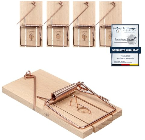 VonBueren 5X Mausefalle Schlagfalle, Mäusefalle aus Holz, Mausefallen | Plastikfreie Mausefallen, Schlagfallen Mäusefallen für drinnen wiederverwendbare Mouse Trap Holz, Made in Germany