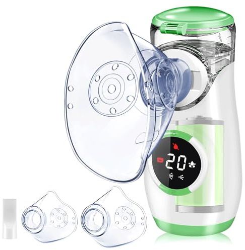 Wholede Inhalationsgerät Digitale für Erwachsene, Tragbarer Inhaliergeräte für Kinder, 1200mAh Aufladbarer Vernebler Inhalator mit Timer-Funktion