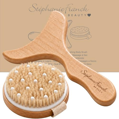 Stéphanie Franck Beauty Maderotherapie Set – Gua Sha Körper & Trockenbürste – Massage-Set für Beine, Bauch, Oberschenkel & Hüften – Naturborsten & Massivbuche