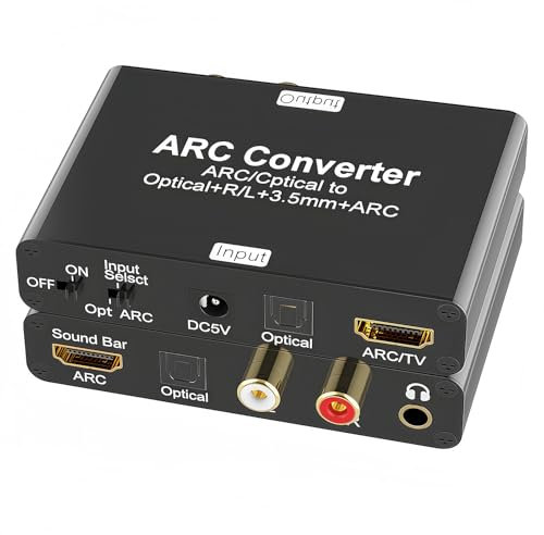 Estrattore Audio HDMI ARC con Convertitore DAC | Ingresso HDMI/Ottico a Uscita 5.1CH Ottico+ARC+RCA+3.5mm | DAC 192kHz & Controllo Volume CEC | Compatibile con TV 4K, Console di Gioco, Soundbar