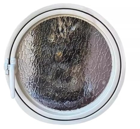 FenêTre Coulissante Fenêtre en verre ondulée avec hublot rotatif rond pour garage, maisonnette, décoration de pièce(50CM/19.7)
