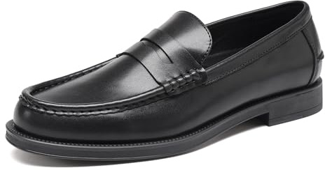 DECARSDZ Men's Black Penny Loafers, Slip-On Driving Shoes | Slip-on penny loafer with a driving-shoe profile for casual outfits, business-casual looks, and dress occasions.