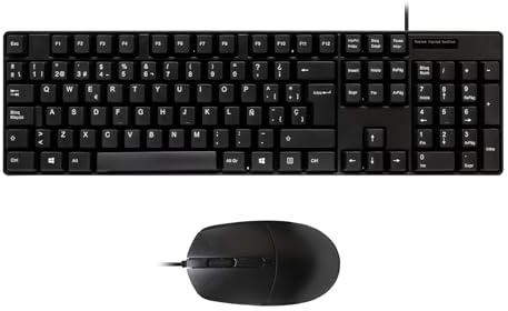 UNYKAch Kit OEM Teclado Portugués de Membrana de 105 Teclas y Ratón Óptico de 1200 dpi con Conexión USB