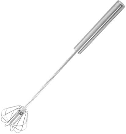 UMORDUP Semi-Automatic Small Whisk, Stainless Steel Hand Push Rotary Whisk, Egg Beater Milk Frother Mixer for Adult Kitchen Use