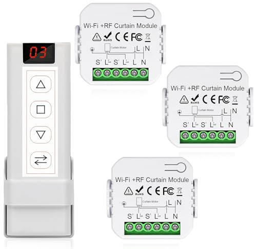 Kit de commande de volet roulant sans fil, module d'interrupteur de volet roulant, 1 télécommande pour 3 modules récepteurs indépendants, interrupteur sans fil pour volets roulants, stores et stores
