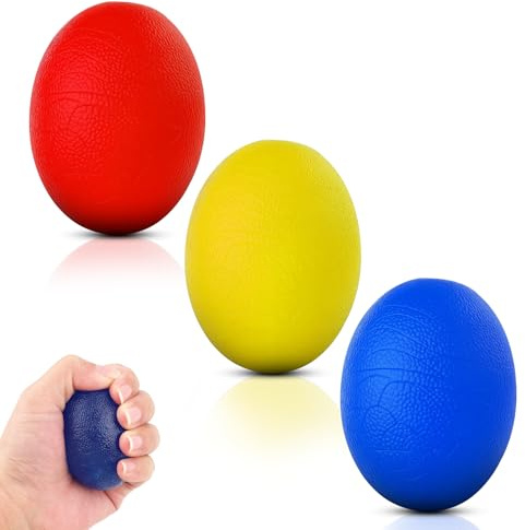 3 Stück Silikon Eiförmige Griffbälle,Hand Therapie Bälle,Kann 15 bis 30KG Anti Stress Ball Set,Handtrainer Fingertrainer Ball,für Griffstärkung,Arthritis Linderung und Schlaganfall Rehabilitatio